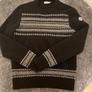 Moncler Black with Gray Design Wool Sweater